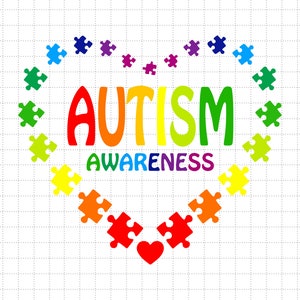 Coração do Autismo Svg, Peça de Quebra-cabeça Svg, Suporte ao Autismo, 2 de abril Svg, Conscientização sobre o Autismo Svg, Seja Gentil Svg