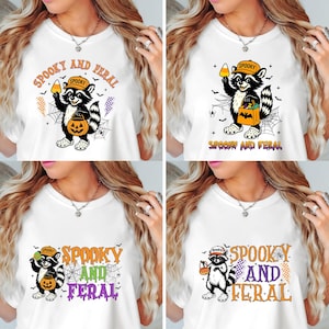 Ensemble Halloween raton laveur png, effrayant et sauvage png, horreur mignonne png, raton laveur effrayant png, enfants drôles d'Halloween png, bonbons au maïs, citrouille png