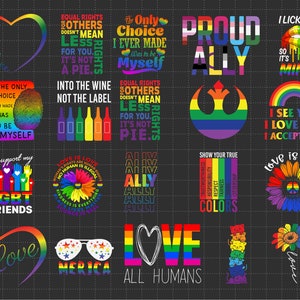 Ensemble Svg fierté LGBT, soutien aux droits LGBT, cadeau de fierté pour allié, communauté LGBT Svg, mois de la fierté LGBT, Svg, fichiers Png pour sublimation Cricut