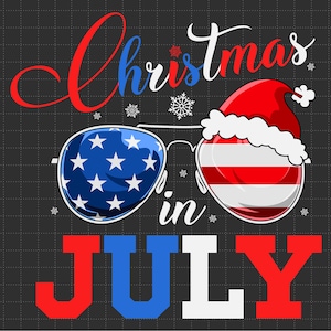 Gorro de Papá Noel (Svg) para Navidad en julio, ambiente veraniego, Día de la Independencia, 4 de julio (Svg), bandera estadounidense (Svg), archivos Svg y PNG para sublimación de Cricut
