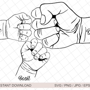 Personalisierte Dad Fist Bump Set svg, Baby Kleinkind Kind Dad Fist Bump svg, Vater Hand, Familie svg, Vatertag Design, Vatertagsgeschenk