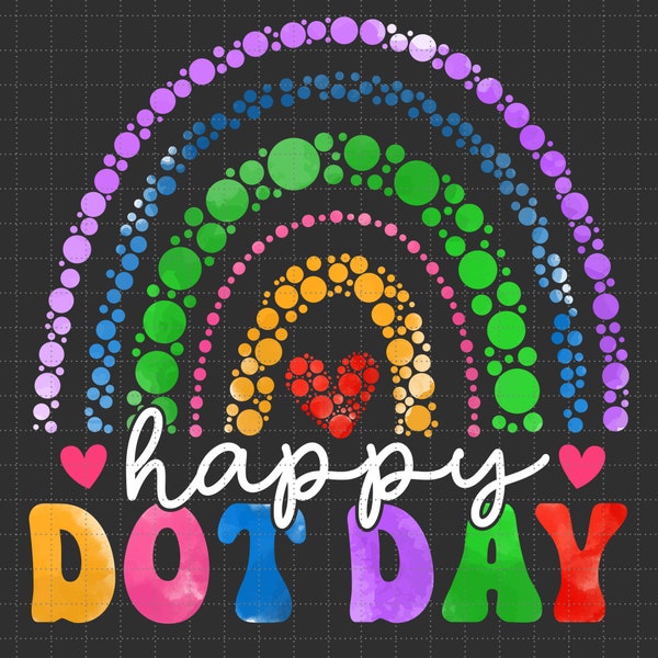 Happy Dot Day Rainbow Png, Colored Multicolor Rainbow Polka Dot Png, September 15th, Retro Dot Day Png
