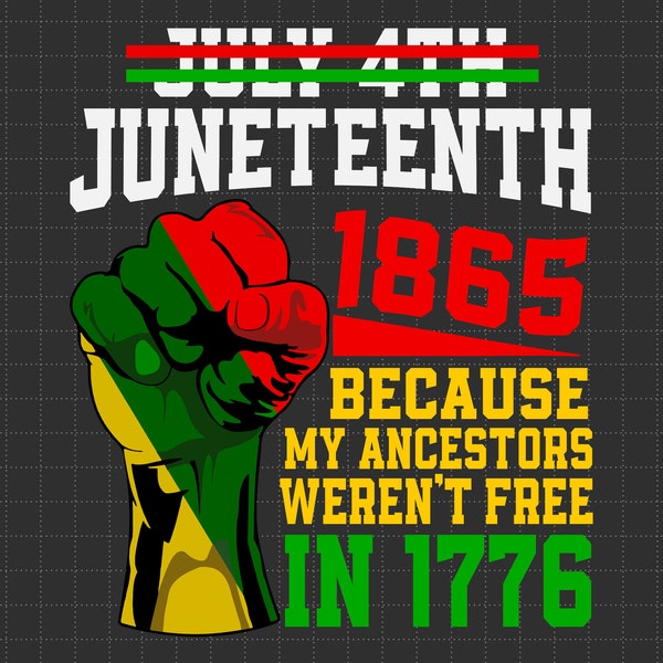 Juneteenth 1865 Because My Ancestors Weren't Free In 1977 Svg, Juneteenth 19, Freedom Day, BLM Svg, Equality Rights, Africa, Black History