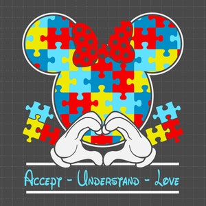 Aceptar Comprender Amar Autismo Svg, Pieza De Rompecabezas Svg, Apoyo Para Autistas, 2 De Abril Svg, Concientización Sobre Autismo Svg, Sé Amable Svg