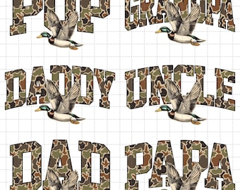 Preppy Camo Daddy Checkered PNG Bundle, Father's Day png, Camo Flying Mallard Duck PNG, Uncle Duck Hunting, Mallard Png, Papa Hunting png