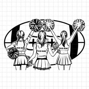 3 Cheerleaders Svg, Football Player Svg, Football Name Svg, Cheer Dance Svg, Football Shirt ,Football Season, Cheer Clipart, Png Dxf Eps