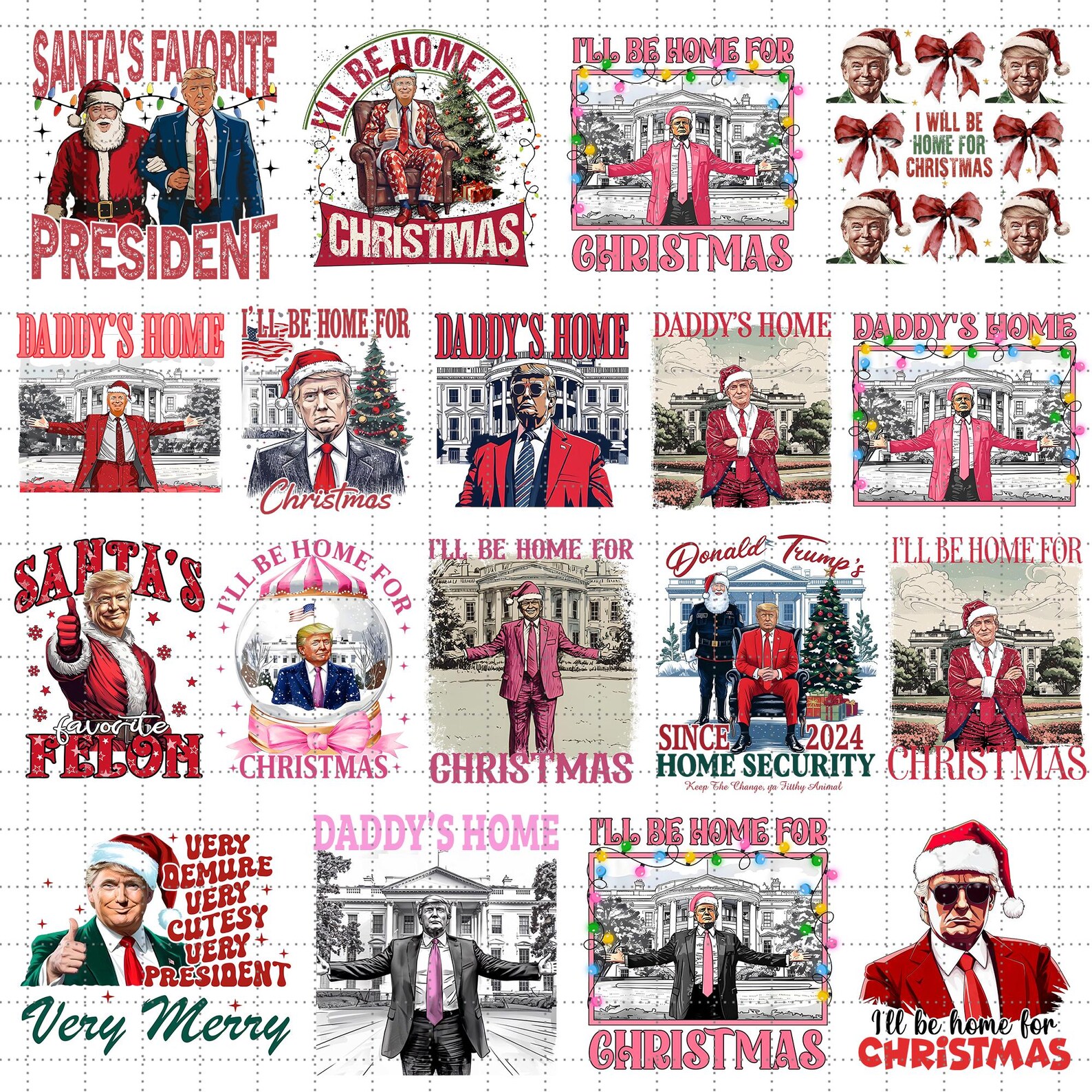Bundle Santa Trump Very Demure Very Cutesy PNG, Election 2024, Make