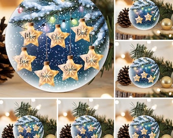 Family Christmas Ornament Bundle PNG Personalized Christmas Ornament PNG Add Name Star Christmas Ornament Sublimation Digital Download