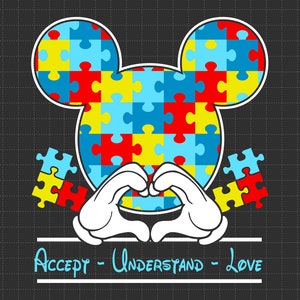 Aceptar Comprender Amar Autismo Svg, Pieza De Rompecabezas Svg, Apoyo Para Autistas, 2 De Abril Svg, Concientización Sobre Autismo Svg, Sé Amable Svg