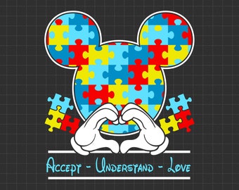 Accept Understand Love Autism Svg, Puzzle Piece Svg, Autism Support, 2nd April Svg, Autism Awareness Svg, Be Kind Svg
