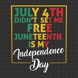 El 4 de julio no me liberó. Juneteenth es mi Día de la Independencia (Svg), Juneteenth 19, Día de la Libertad, BLM (Svg), Derechos de igualdad, Historia negra (Svg)