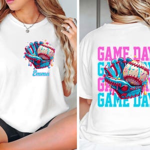Béisbol con nombre personalizado, día del juego, goteo PNG, respeto por el béisbol con goteo, mamá del béisbol con goteo PNG, diseño de camiseta de béisbol con goteo de helado PNG