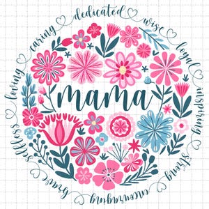 Boho Floral Mama png, bijvoeglijke naamwoorden moeder, She is Mom png, mama-sublimatie, abstracte bloemen, mama-overdracht, Moederdag, moedershirt png