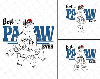 Personalized Best Papaw Ever Png, Custom Fist Bump Set, Dad Hand Fist Bump Png, America Flag Design, Happy Father's Day Png,Sublimation File