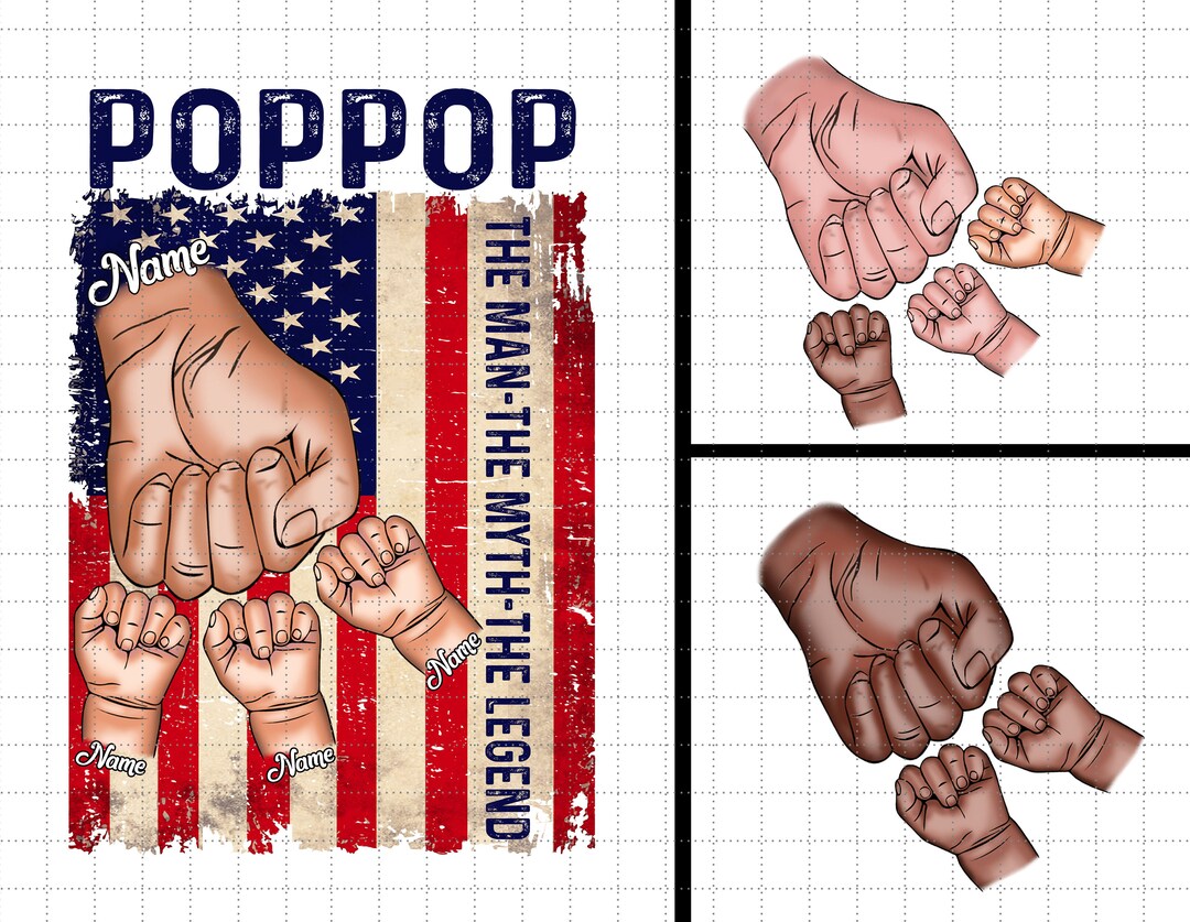 Personalized Poppop Fist Bump Set, Daddy A Child Hands Png, the Man ...