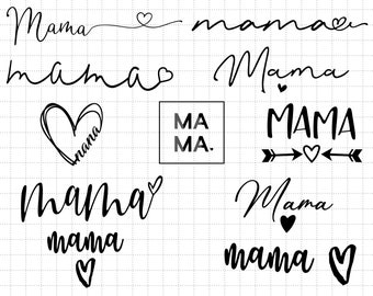 Mama Heart Bundle Svg, Abuela, Nana, Mimi, Gigi Svg, Feliz Día de la Madre, Día de la Madre Svg, Vida de mamá, Maternidad Svg