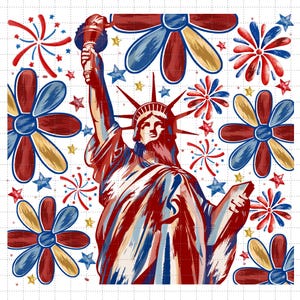 Retro 4 de julho Estátua da Liberdade Png, América EUA Png, América 4 de julho Png Design, 4 de julho Png, Bandeira dos EUA, Design de camisa de menina americana