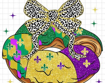 King Cake coquette png, Coquette Mardi gras png, Mardi Gras png, Let the good times roll png, Fleur De Lis Png, Brushstroke Mardi Gras Png
