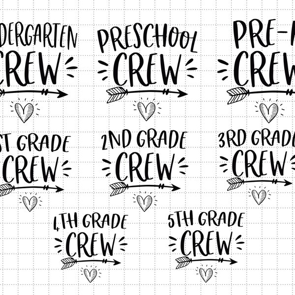 School Crew Bundle, Back To School, Education Svg, First Day Of School, Svg, Png Files For Cricut Sublimation