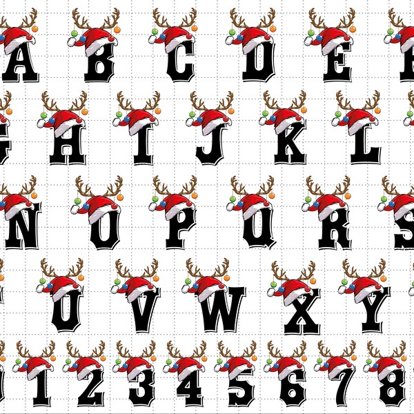 Christmas Alphabet Svg Png, Santa Hat Svg, Xmas Svg, Holiday Season Svg, Christmas Letter Svg