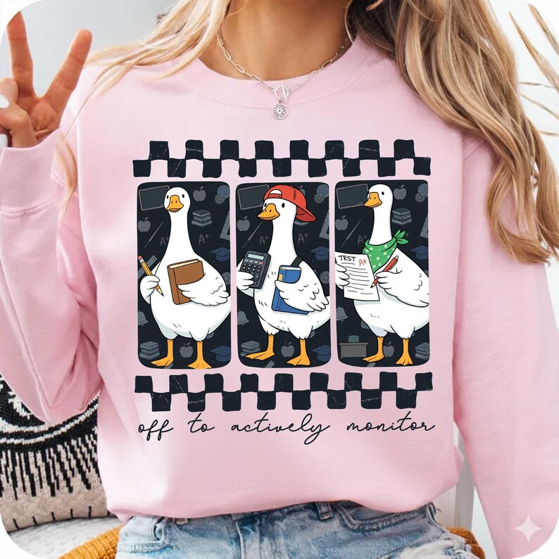 Désactivé pour surveiller activement les fichiers PNG, T-shirt drôle de jour d'examen de professeur Png, Oie de test d'état png, Coordinateur de test png, Conception drôle de professeur d'oie image 2