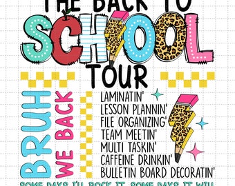 The Back To School Tour Svg, Bruh We Back Svg, Back To School Svg, Back To School, Teacher Svg, Retro Teacher, School Doodles Svg