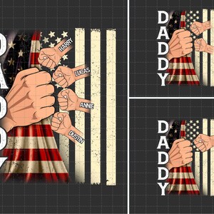 Conjunto personalizado de choque de puños de papá (en formato PNG), bandera estadounidense, manos de padre e hijo (en formato PNG), Día del Padre (en formato PNG), choque de puños de bebé y papá (en formato PNG)