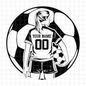 Nombre personalizado SVG, Jugadora de fútbol SVG, Jugador de fútbol SVG, Fútbol SVG, Clipart de fútbol, Fútbol PNG, Archivo de corte de mamá futbolera, PNG DXF