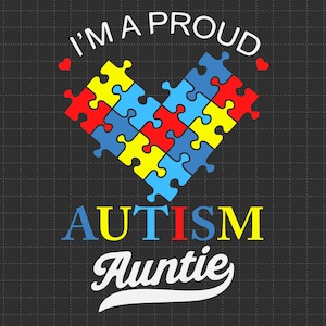Tia orgulhosa do autismo, sobrinha autista, sobrinho, svg, quebra-cabeça de coração com autismo, svg de peças de quebra-cabeça, apoio ao autismo, 2 de abril, svg de conscientização sobre autismo