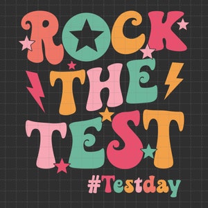Rock The Test Dia de Testes Retro Motivacional Professor Aluno Svg, Equipe de Testes Svg, Vida de Professor Svg, Motivacional Svg
