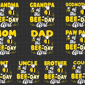 家族お揃いの誕生日ミツバチ PNG SVG、ミツバチの誕生日 PNG SVG、パーソナライズされたミツバチの日 SVG、家族のミツバチの誕生日 SVG、ミツバチの日の誕生日 SVG