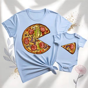 Tranche de pizza et de pizza png, fête des pères amusante png, pizza familiale assortie png, conception de tenue papa et moi png, papa et fils, amateur de pizza png