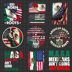 American Grown with Mexican Roots PNG Bundle , Mexican Patriotic Png, Mexican Flag Png, USA Flag Png, American Flag, Mexicana Latino Pride