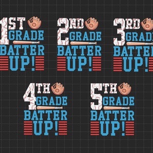 Grade Batter Up Baseball Back To School Png, First Day Of School Png, Education Png, Png Files For Sublimation