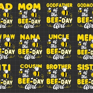 家族お揃いの誕生日ミツバチ PNG SVG、ミツバチの誕生日 SVG、パーソナライズされたミツバチの日 SVG、家族のミツバチの誕生日 PNG SVG、ミツバチの日の誕生日 SVG