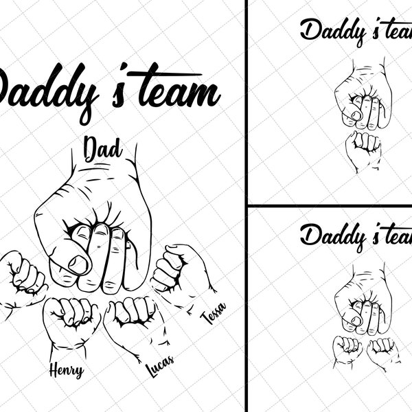 Personalized Daddy’s Team Svg, Fathers and A Child Hands SVG, Baby Toddler Kid Dad Fist Bump, Happy Father's Day Svg, Gift For Dad