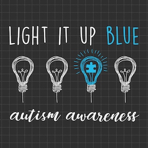 Ilumínalo de azul por el autismo (Svg), Bombilla para autismo (Svg), Pieza de rompecabezas (Svg), Apoyo al autismo, 2 de abril (Svg), Concienciación sobre el autismo (Svg), Sé amable (Svg)