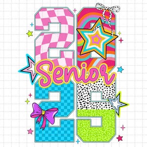 Preppy Senior 2025 PNG, Klasse von 2025 Png, Kokette Senior Png, Retro Senior Pinselstrich Png, Abschlussfeier, High School Senior, Preppy Senior