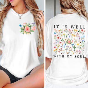 Es ist gut mit meiner Seele, christliches nur digitales Blumenmuster Png, Bibel-Vers-Hemd Png, Weinlese-christliches Blumen-Hemd Png, gepresste wilde Blumen