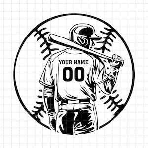 Nome personalizzato giocatore di baseball SVG, squadra di baseball SVG, papà di baseball SVG, clipart di baseball, file di taglio di baseball, stencil di baseball