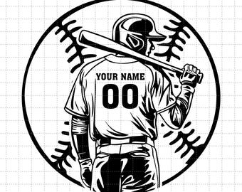 Personalized Name Baseball Player Svg,, Baseball Team Svg, Baseball Dad Svg, Baseball Clipart, Baseball Cutfile, Baseball Stencil