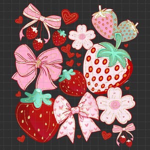 ボヘミアンサマーストロベリーコケット PNG、プレッピーストロベリー PNG、ストロベリーフェスティバル PNG、サマーストロベリー PNG、フローラルストロベリーリボン PNG