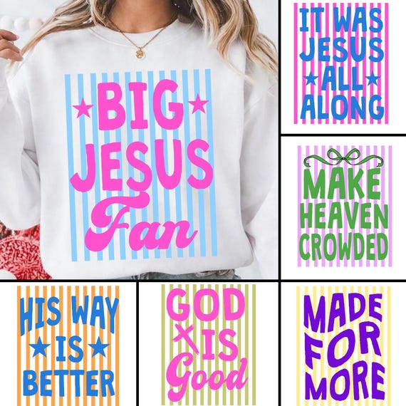 Striped God is Good Png Bundle, His Way is Better Png, Christian Faith Png, Christian Jesus Png, Religious Png, Big Jesus Fan Design Png