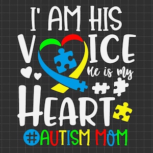 Eu Sou a Voz Dele, Ele É o Meu Coração (SVG), Quebra-cabeça de Coração com Autismo (SVG), Peças de Quebra-cabeça (SVG), Apoio ao Autismo, 2 de Abril (SVG), Conscientização sobre Autismo