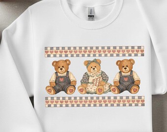 Vintage Thrifted Bears Png, Teddy Bear Png, 90's Grandma Core Inspired, Cute Vintage Animal Png, Cozy Retro CottageCore Png, Granny Style