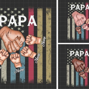 Papà personalizzato PNG, set di pugni per la festa del papà con bandiera americana, festa del papà PNG, mani di papà e figli PNG, pugni tra bambino e papà PNG