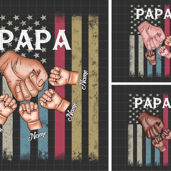 Personalized Papa Png, Father's Day Fist Bump Set Flag America, Father's Day Png, Fathers and Childs Hands Png, Baby And Dad Fist Bump Png