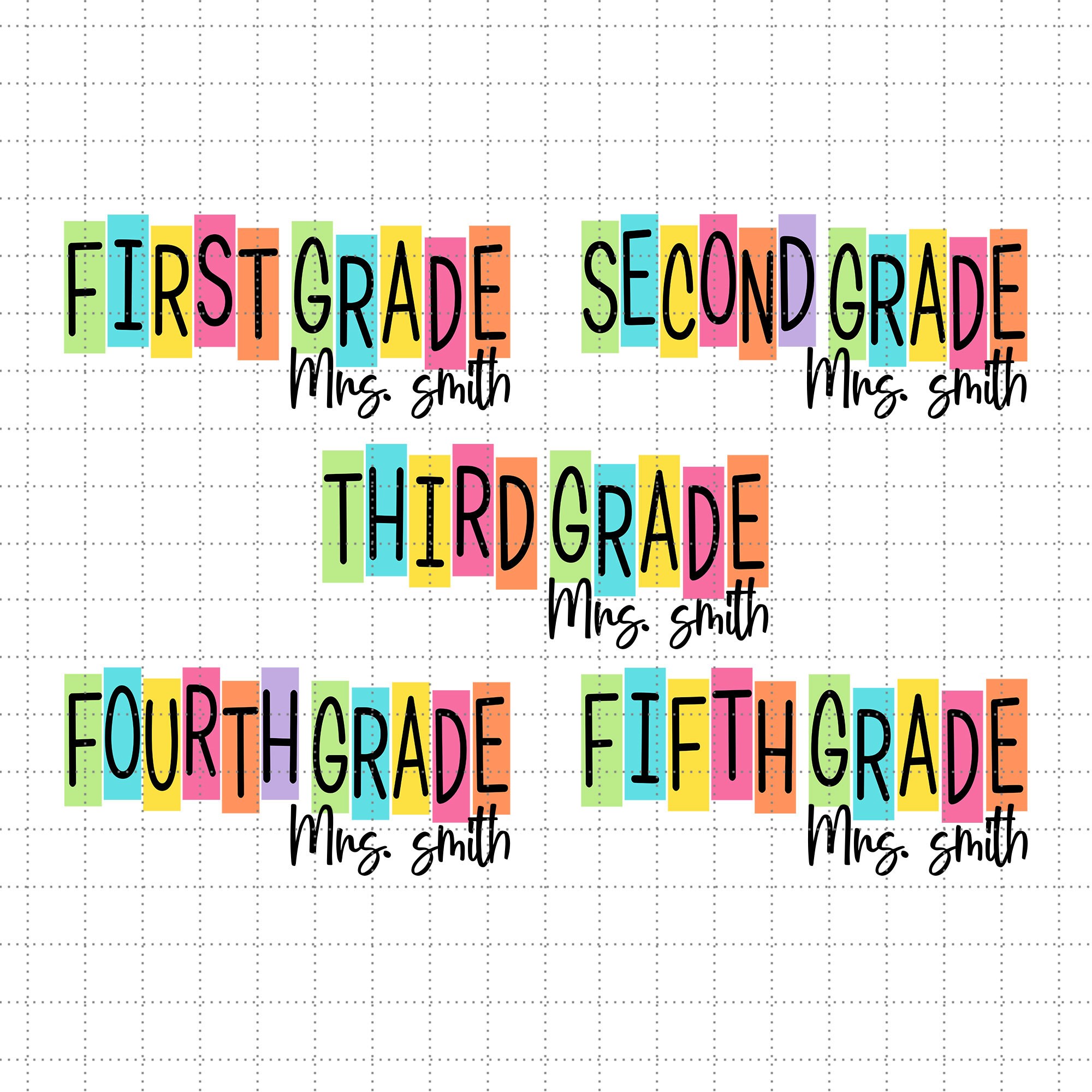 Retro Back to School Png Bundle, Pencil Rainbow Png, Custom Teacher Png, Dream Team, Pre-K 1st/2nd/3rd Grade