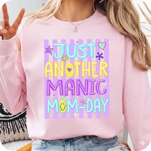 Striped Just Another Manic Mom Day PNG, Preppy Mother's Day Png, Motherhood Humor Png, Mom Life Png, Coquette Mom Brushstroke, Gift For Mom image 5