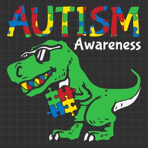 Conscientização sobre Autismo: Dinossauro Svg, Amante de Dinossauros Svg, Peça de Quebra-Cabeça Svg, Apoio ao Autismo, 2 de Abril Svg, Conscientização sobre Autismo Svg, Orgulho do Autismo